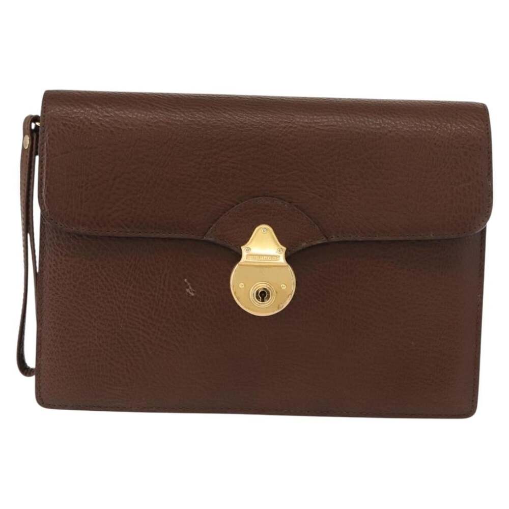 Burberry Leather Clutch Bag Brown